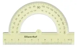 Транспортир 180°, 10 см, пластик, прозрачный, цвет в ассортименте