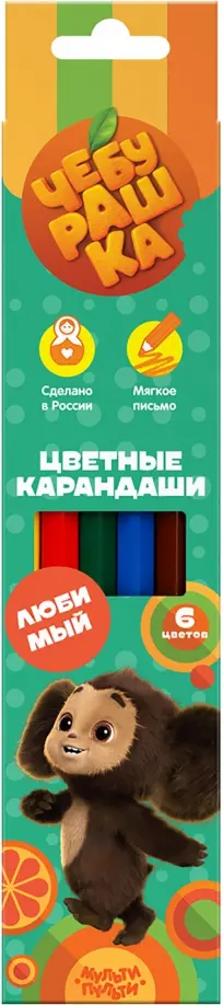 Карандаши Чебурашка, 6 цветов