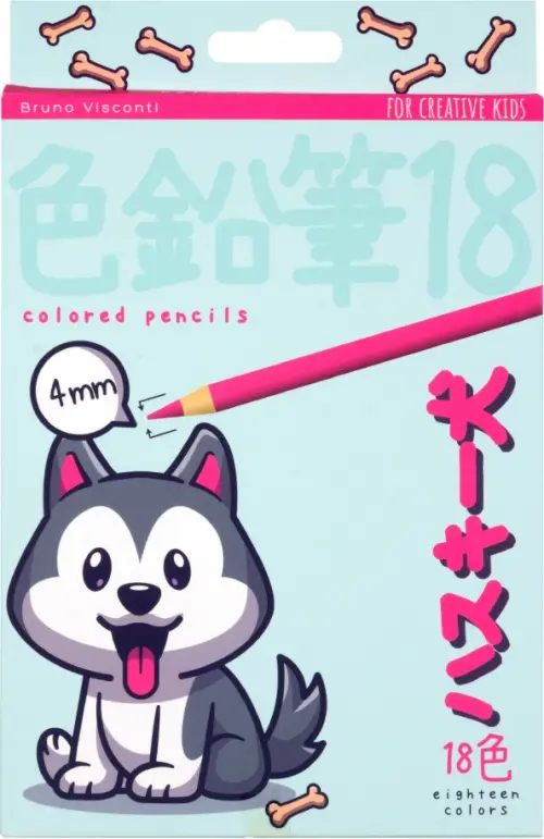 

Карандаши цветные пластиковые Kawaii Animals, 18 цветов, в ассортименте