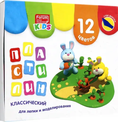 Пластилин со стеком Kids 12 цветов 103₽