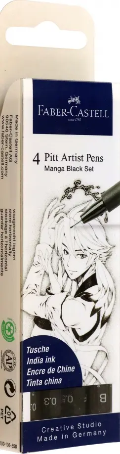 

Ручки капиллярные Manga Black, чернные, 4 штуки