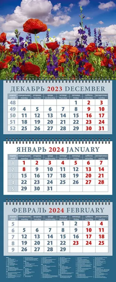 

Календарь на 2024 год Пейзаж с маками