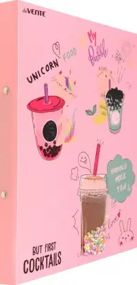 Папка на кольцах Unicorn Coctail, розовый, А4