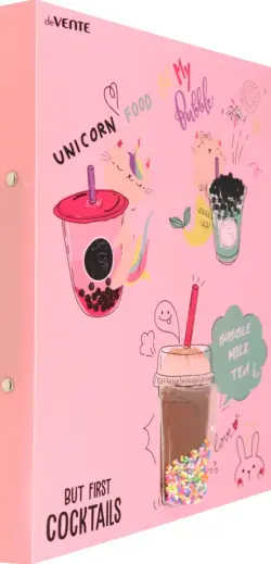 Папка на кольцах Unicorn Coctail, розовый, А4