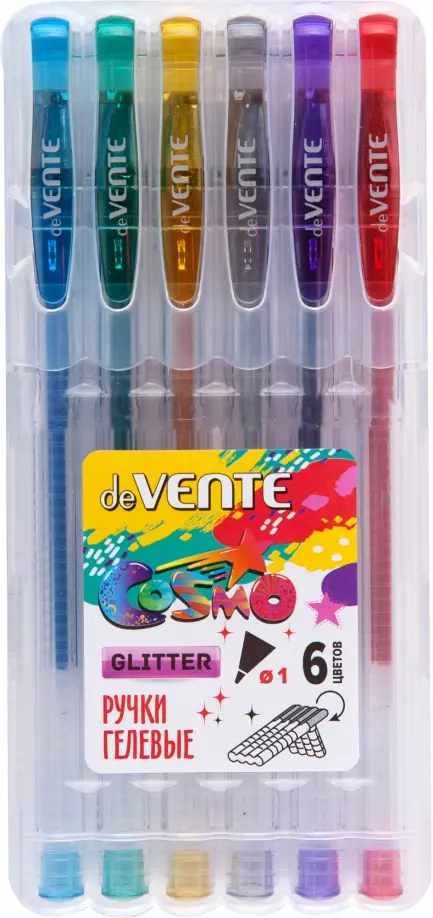 

Набор ручек гелевых Cosmo Glitter, 6 цветов