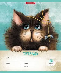 Тетрадь Funny Cats, А5, 18 листов, клетка, в ассортименте