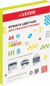 Бумага цветная для принтера, неоново-желтая, A4, 100 листов