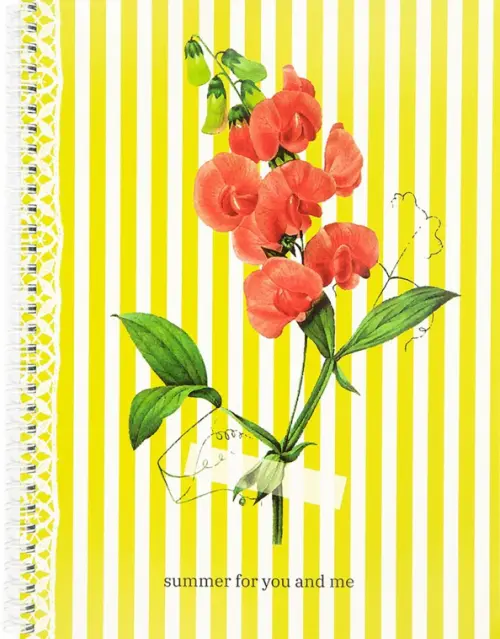 

Тетрадь Flowers, желтый, A4, 80 листов, клетка, Зелёный