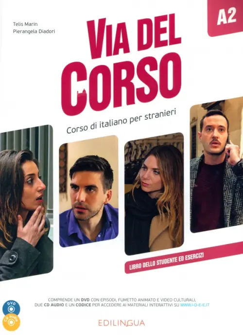 

Via del Corso A2. Libro dello studente ed esercizi + 2CD audio + DVD Video, Белый