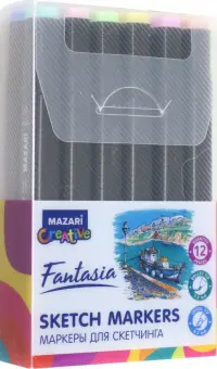 Набор маркеров двусторонних Pastel colors, 12 цветов
