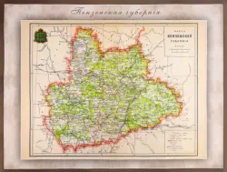 Карта-ретро Пензенской губернии на 1892 год