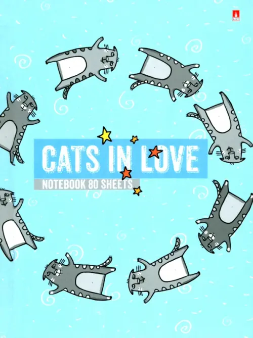 

Блокнот-престиж Cats in love, А6, 80 листов, клетка, Голубой