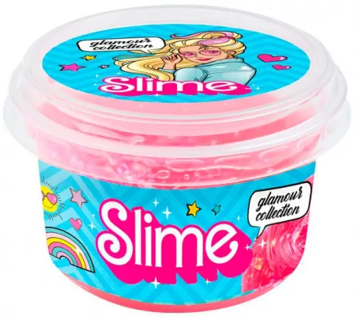 

Slime glamour collection clear, розовый, Красный