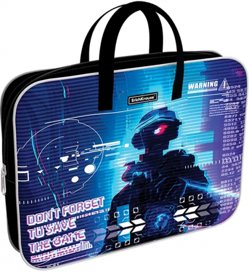 

Папка текстильная на молнии с ручками Cyber Game, A4+, Синий