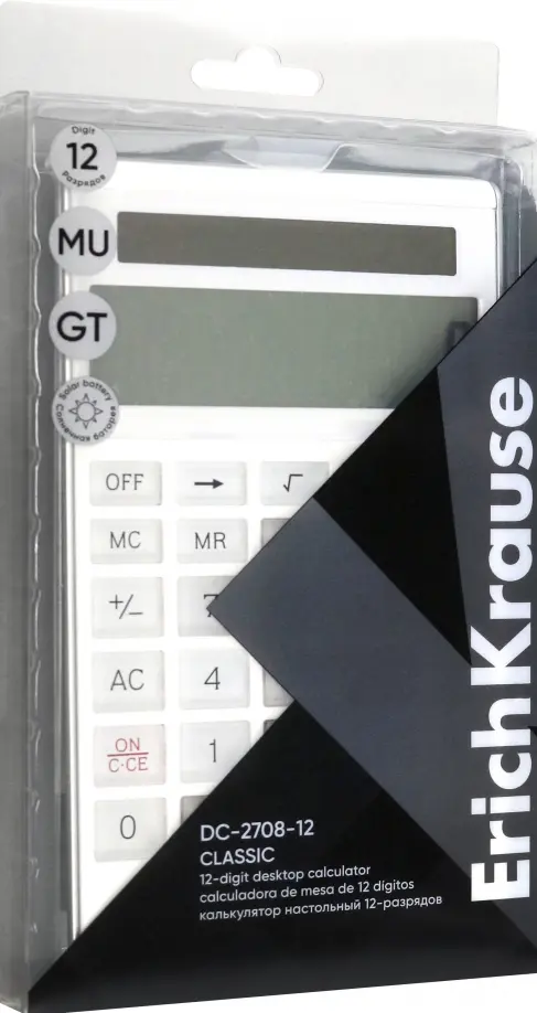 

Калькулятор настольный 12-разрядов DC-2708-12 Classic, белый, Чёрный
