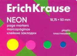 Закладки клейкие пластиковые Neon, 100 листов, 4 цвета