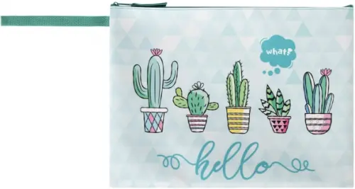 

Папка для тетрадей Cactus, 1 отделение, ткань, молния, с ручкой, А4, Зелёный