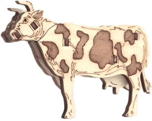 

Деревянный конструктор 3D, антистресс Корова Дора, Жёлтый