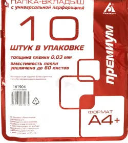 Папка-вкладыш А4, 10 штук "Премиум" глянцевая (013BB10)