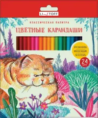 Карандаши цветные Рыжий кот, круглые, 24 цвета