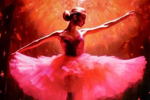 Алмазная мозаика на подрамнике Балерина в розовом платье частичная выкладка 566₽