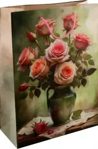 Пакет подарочный Персиковые розы